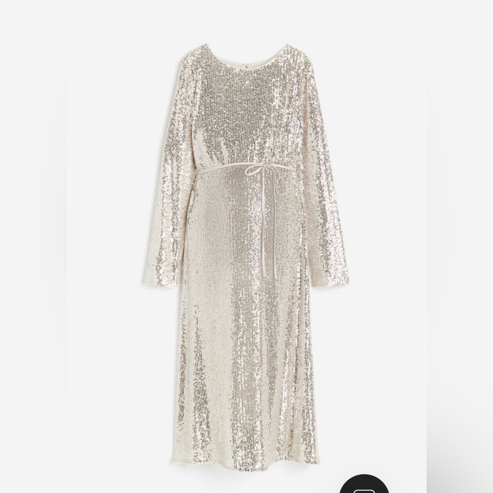 MAMA Sequined Tie-belt Dress - H&M - Size Medium